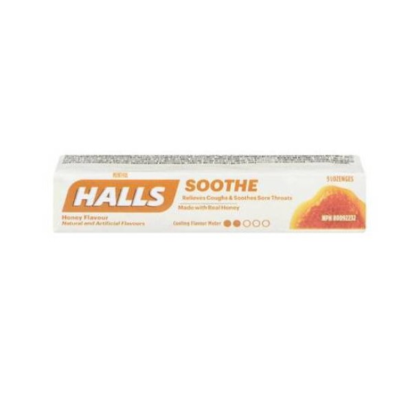 Halls menthol cough drops honey soothe